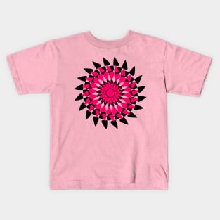 Pink and Black Flower Mandala Kids T-Shirt